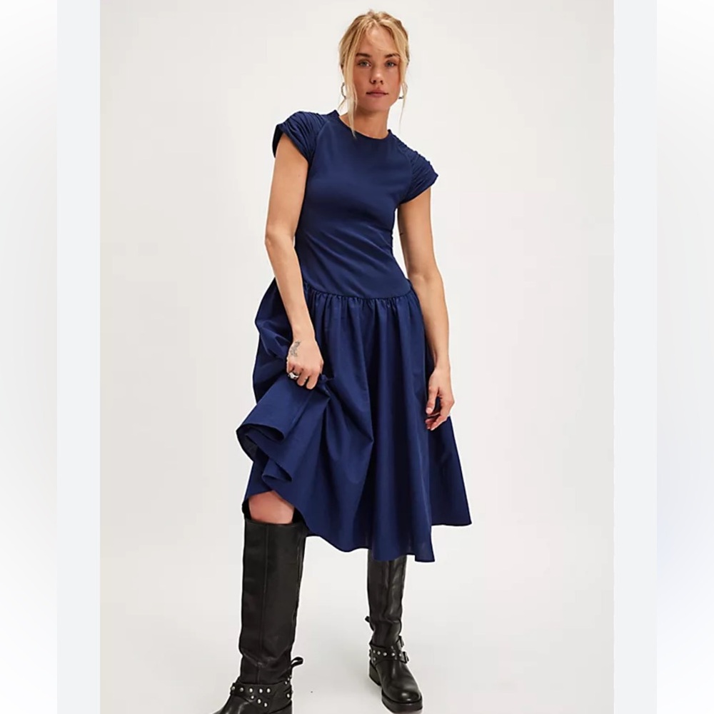 Free People Navy Midi Dress